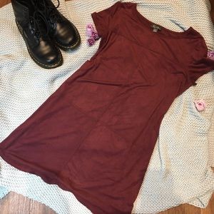 Short suede tee dress.